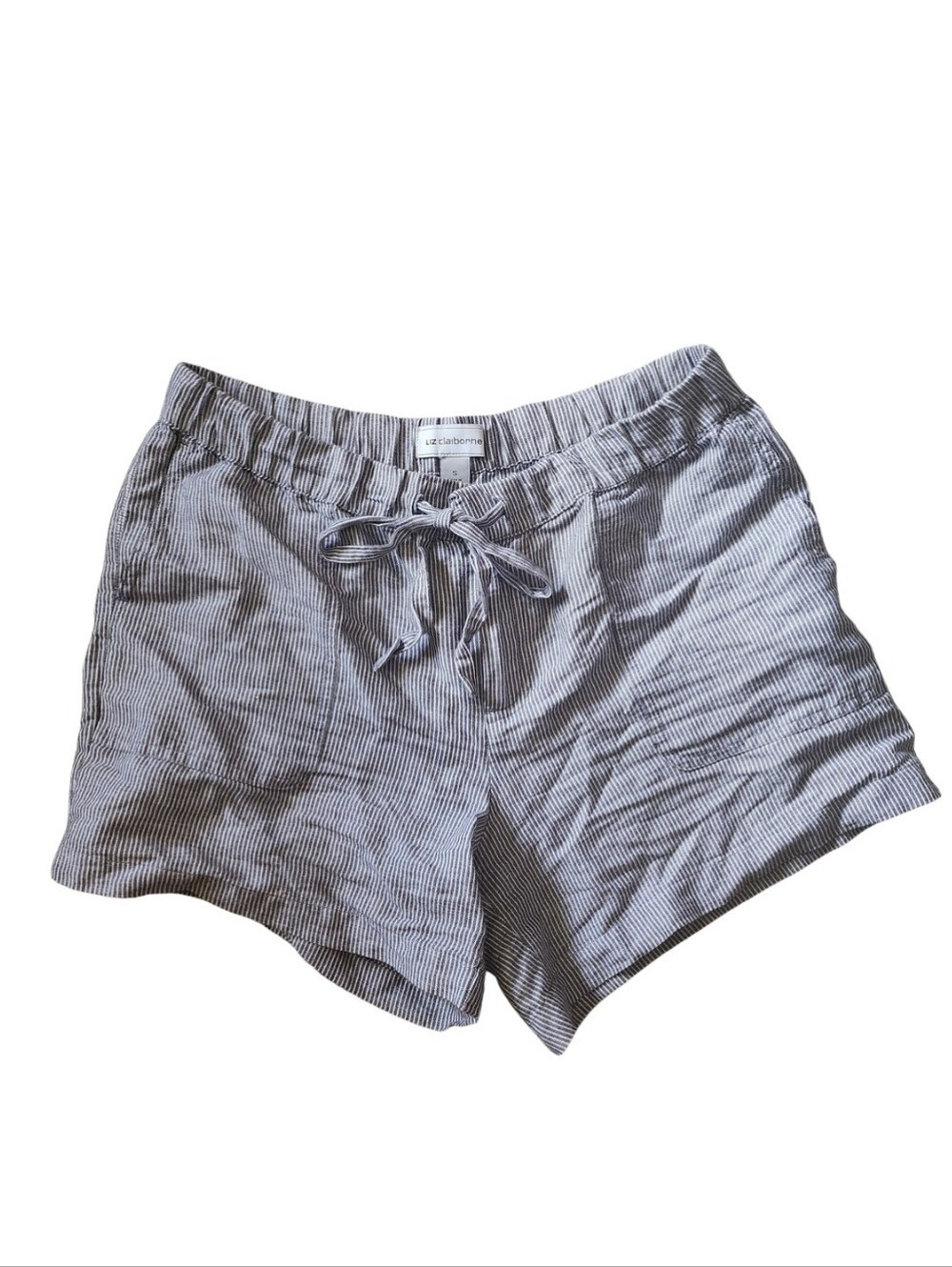Liz Claiborne Cotton/ Linen Lightweight Grey Stripe Women’s Shorts